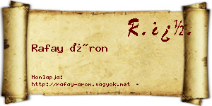 Rafay Áron névjegykártya